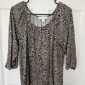 Michael Kors Black and Cream Animal Print Blouse